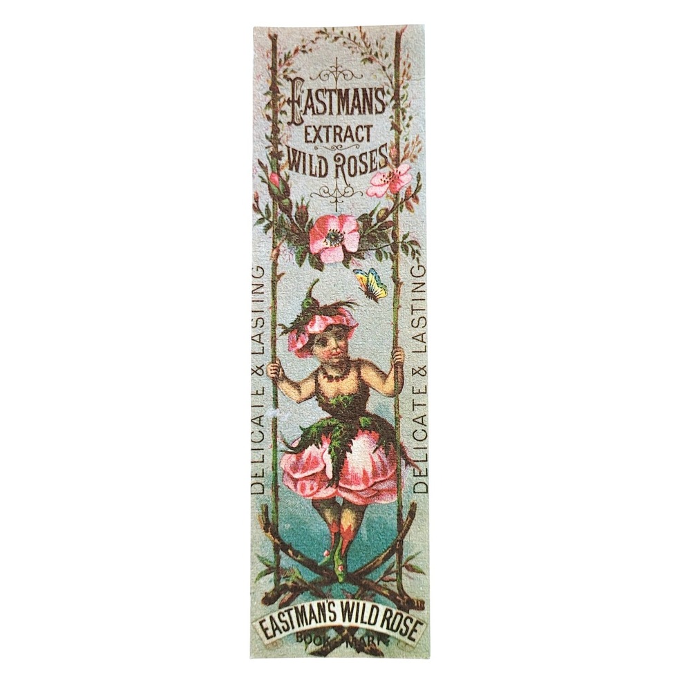 Vintage 70s "Eastman's Wild Rose" Bookmark- Evergreen Press- 1800s Advertisement